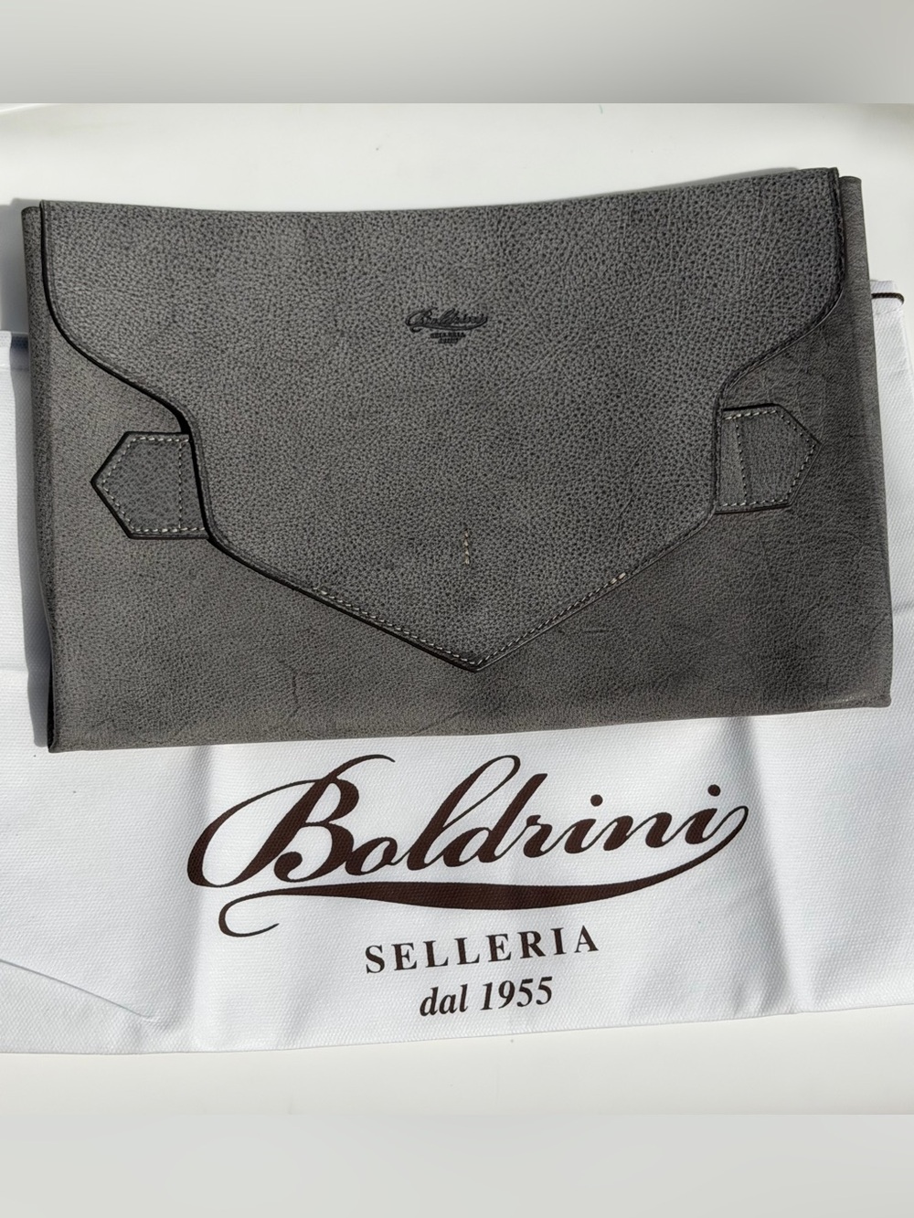 New Boldrini Selleria Italian Leather Clutch Bag Genuine Florentine Vacchetta